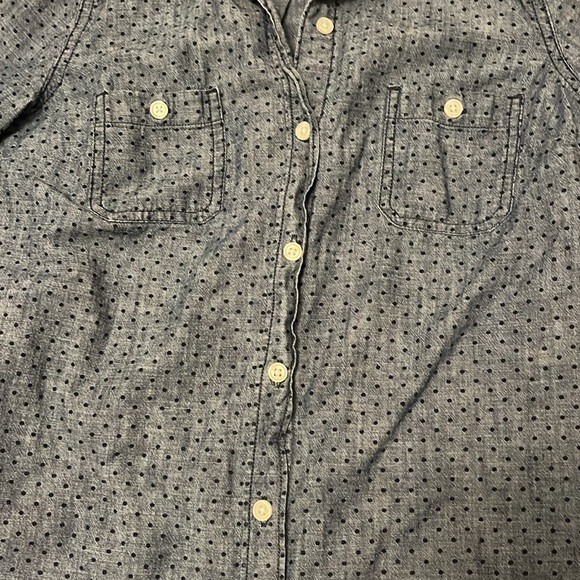 Old Navy Blue Jean long sleeve polka dot button up - Picture 3 of 7